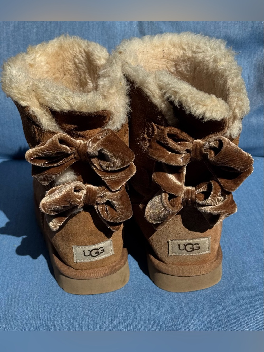 UGG Bailey Bow II Chestnut Suede Boots - Double Velvet Bow
